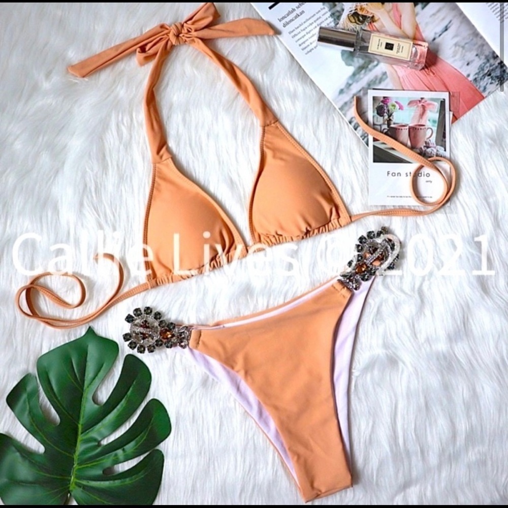 New! Baroque Rhinestones Statement Nude Bikini - Picture 9 of 11